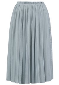 Gonna midi plissettata in tulle azzurro chiaro con vita elastica, che presenta una silhouette fluida e una texture morbida e traslucida.