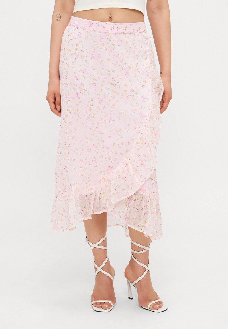Vero Moda Petite VMSMILLA WRAP SKIRT - Omslagsskjørt - pink a boo/aura