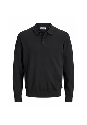 Jack & Jones, KNITTED POLO PLUS SIZE KNITTED POLO - Top s dlhým rukávom - black
