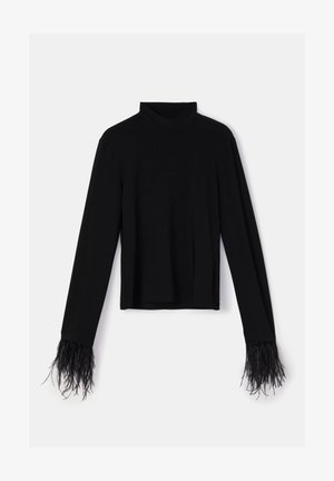 Touché Privé FEATHER DEAILED BODY - Tops ar garām piedurknēm - black