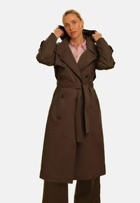 PETITE FIT - HOODED QUILTED  - Trenci - chocolate brown