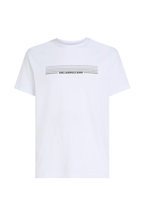 Karl Lagerfeld Jeans, SLIM FIT STRIPED LOGO - T-shirts print - white