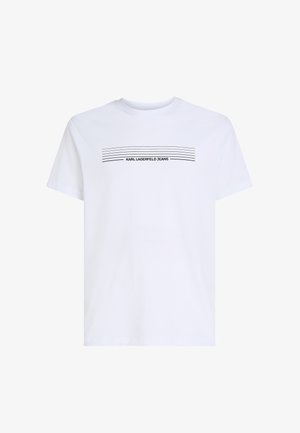 Karl Lagerfeld Jeans, SLIM FIT STRIPED LOGO - T-shirts print - white