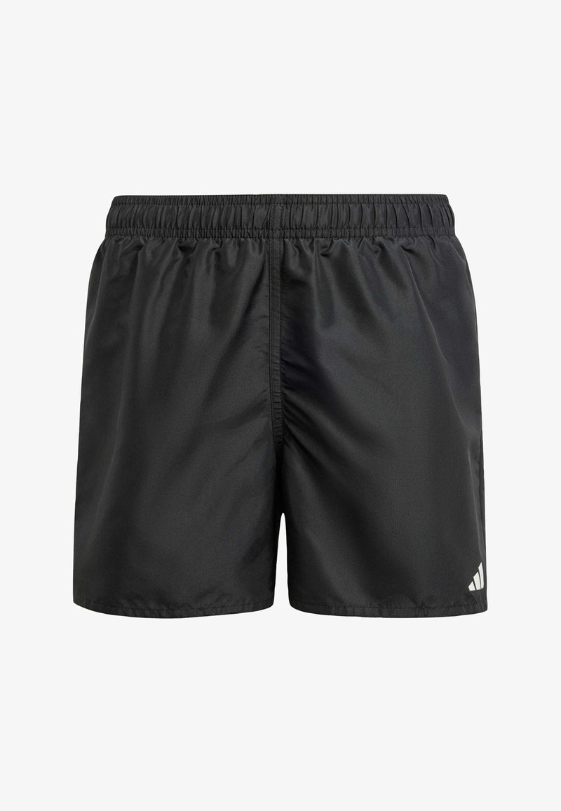 Shorts de sport noirs avec taille élastique, tissu léger, et petit logo réfléchissant sur l'ourlet inférieur droit.