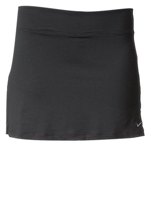 Sort atletisk nederdel med lille Nike-logo på nederste højre side, med enkel elastisk talje og glat stof.
