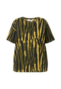 Studio Untold BATIK-STREIFEN - T-shirt print - dark olive