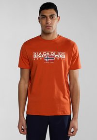 Napapijri S-AYLMER - Camiseta estampada - orange burnt
