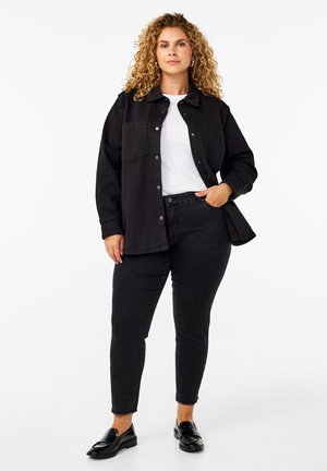 CROPPED EMILY-MIT AUSGEFRANSTEM SAUM - Vaqueros pitillo - dark grey denim