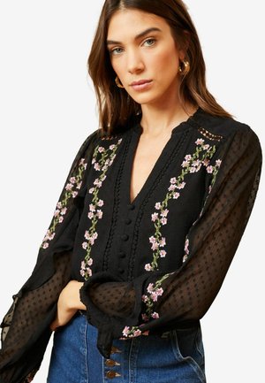 Love & Roses Bluse - black