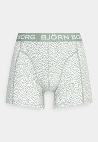Πράσινα μποξεράκια με σχέδιο λαβυρίνθου, ελαστική ζώνη μέσης με λογότυπο "BORG" και κομψή εφαρμογή. Μαλακή υφή υφάσματος.
