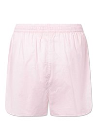 Lichtroze katoenen shorts met een elastische tailleband, met een losse pasvorm en zachte textuur. Eenvoudig ontwerp zonder zakken of versieringen.