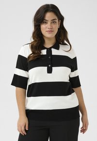 Kaffe Curve - KCLIZZY - Polo shirt - black chalk bold stripe Thumbnail Image 1