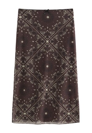 New Look, BRONWYN BANDANA MESH MIDI SKIRT - A-lijn rok - brown pattern