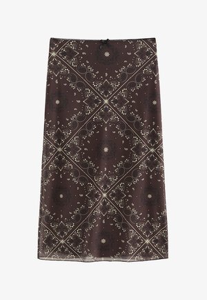 New Look, BRONWYN BANDANA MESH MIDI SKIRT - A-Linien-Rock - brown pattern