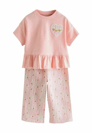 REGULAR FIT - SHORT SLEEVE PEPLUM AND WIDE SET  . - Pantaloni - pink