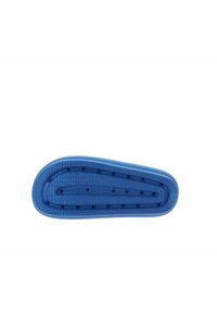 Soletta azzurra per scarpe, con superficie liscia, perforazioni per traspirabilità e bordo texturizzato per una presa migliore. Design in materiale durevole.