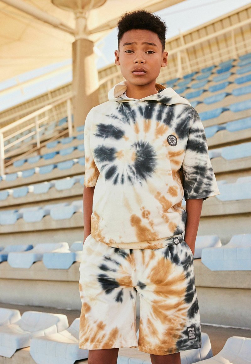 Next SHORT SLEEVE TIE DYE  SET REGULAR FIT - Džemperis su gobtuvu - white pewter silver