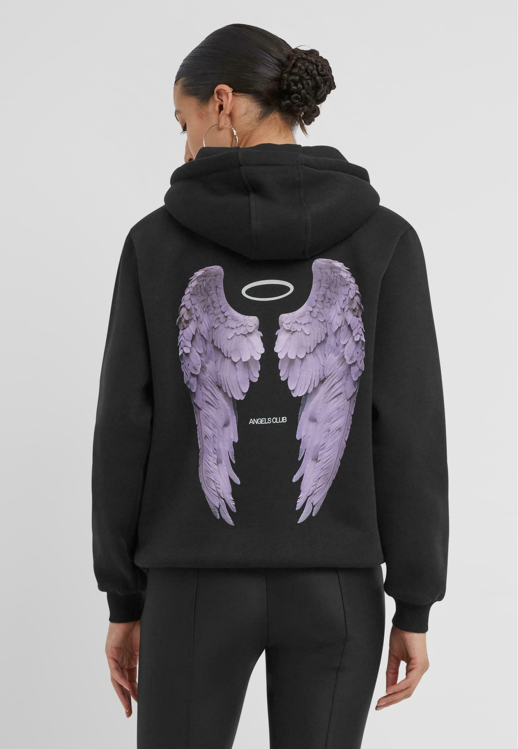 pvucpot Angel Hoodie - Felpa con cappuccio da donna, con ali d'angelo in strass, tasche casual, a maniche lunghe, con cappuccio autunnale e inverno, caldo, abbigliamento sportivo