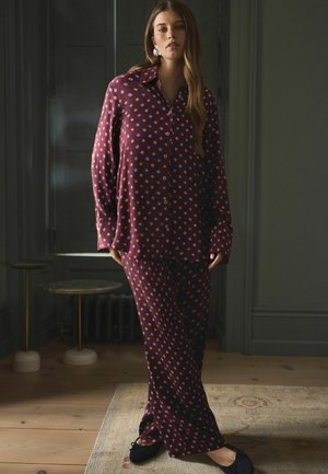LONG SLEEVE - Užsagstoma palaidinė - berry red geo print