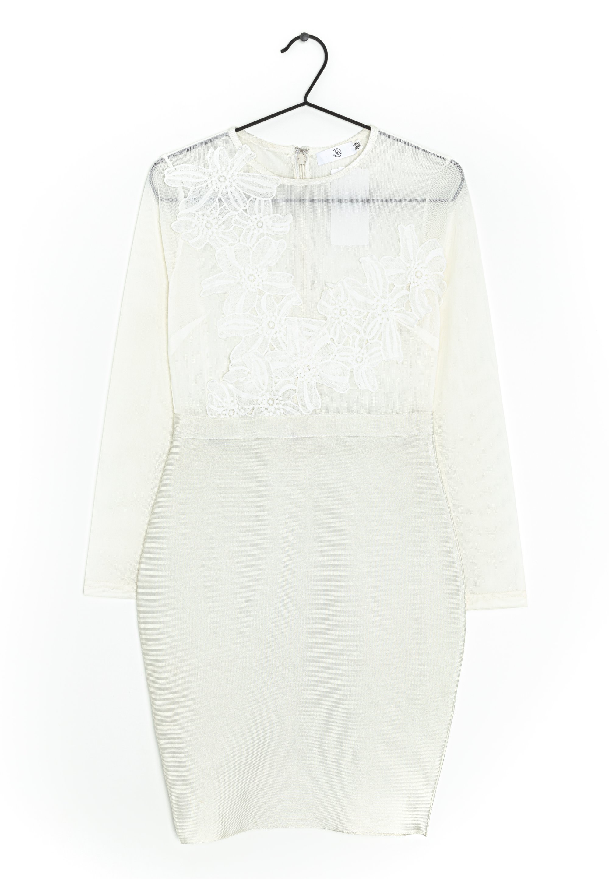white long sleeve reception dress Zapaka Women V-Neck Engagement Dress A-Line Ivory Long Sleeves Lace Applique Midi Wedding Reception Dress, Ivory / US18W