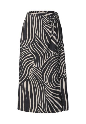 Street One, MIDI-ROCK IN WICKEL-OPTIK MIT PRINT - Jupe portefeuille - black