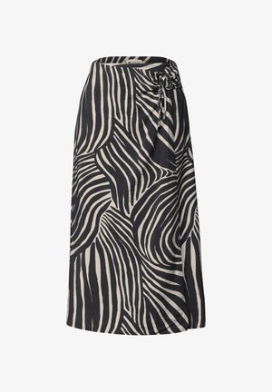 Street One, MIDI-ROCK IN WICKEL-OPTIK MIT PRINT - Zavinovací sukně - black
