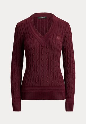 Lauren Ralph Lauren, CABLE KNIT CRICKET SWEATER - Пуловер - dark garnet