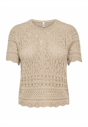 ONLELKE LIFE  STRUCTUR O-NECK  - T-shirt basique - oxford tan