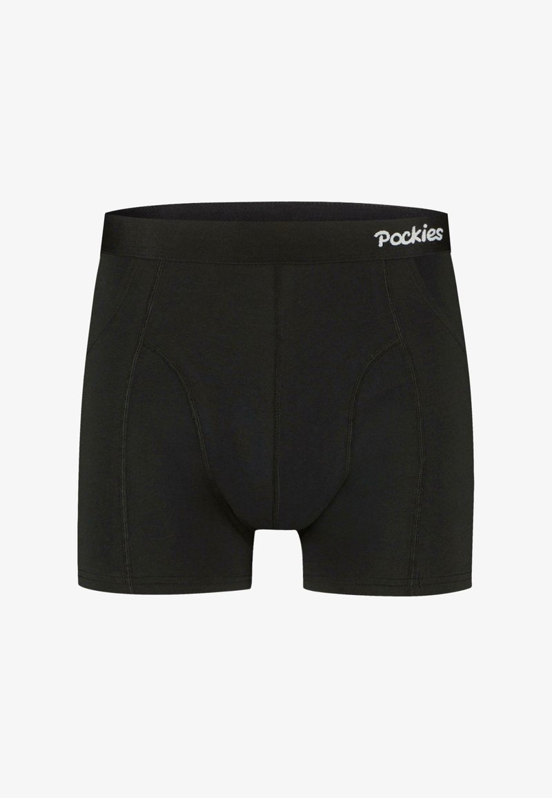 Črne bombažne bokserice z mehkim pasom, na katerem je logo "Pockies". Struktura z ojačanim šivom in tesnim prileganjem.