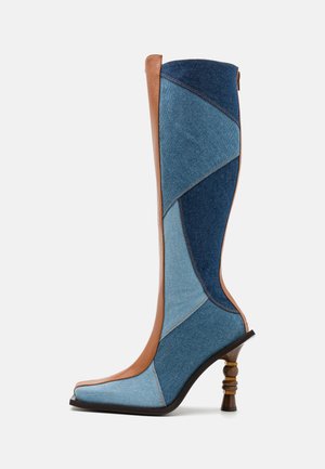 CHIKARI PATCHWORK BOOT - Højhælede støvler - blue