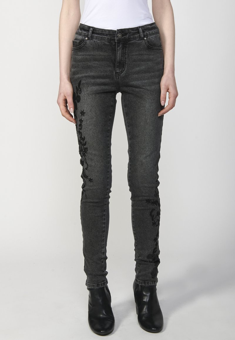 Koroshi LONG - Karcsúsított farmerek - black denim