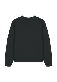 Felpa nera con collo rotondo, maniche lunghe, polsini e orlo ribattuti. Nessun motivo o grafica visibile, realizzata in un tessuto liscio.