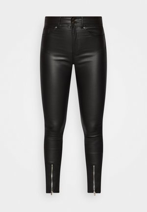 ONLPALMER HIGH WAIST ZIP SKINNY FIT COATED - Housut - black