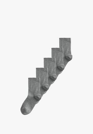 Szary zestaw skarpetek bawełnianych, z prążkowanym mankietem i gładką teksturą. Każda skarpetka ma standardową długość do kostki i zaokrąglony kształt palców.