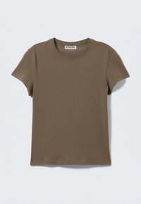 SLIM - Print T-shirt - dark mole