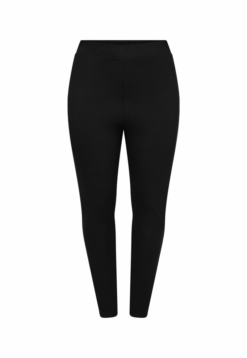 Fekete leggings sima, rugalmas textúrával és testhezálló kivitelezéssel. Az elasztikus derékrész kényelmet és rugalmasságot biztosít.