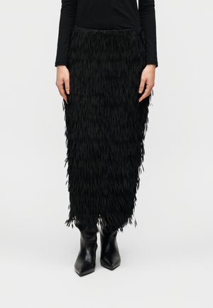 SABRINA DELICATE FRINGES - Jupe crayon - black