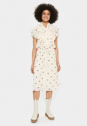 Rochie tip cămașă - creme circular dot