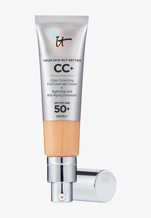 It Cosmetics Your Skin But Better CC+ Cream tube med SPF 50+, fuktighetsgivende, aldringshemmende, fargekorrigerende krem med full dekning og pumpe.