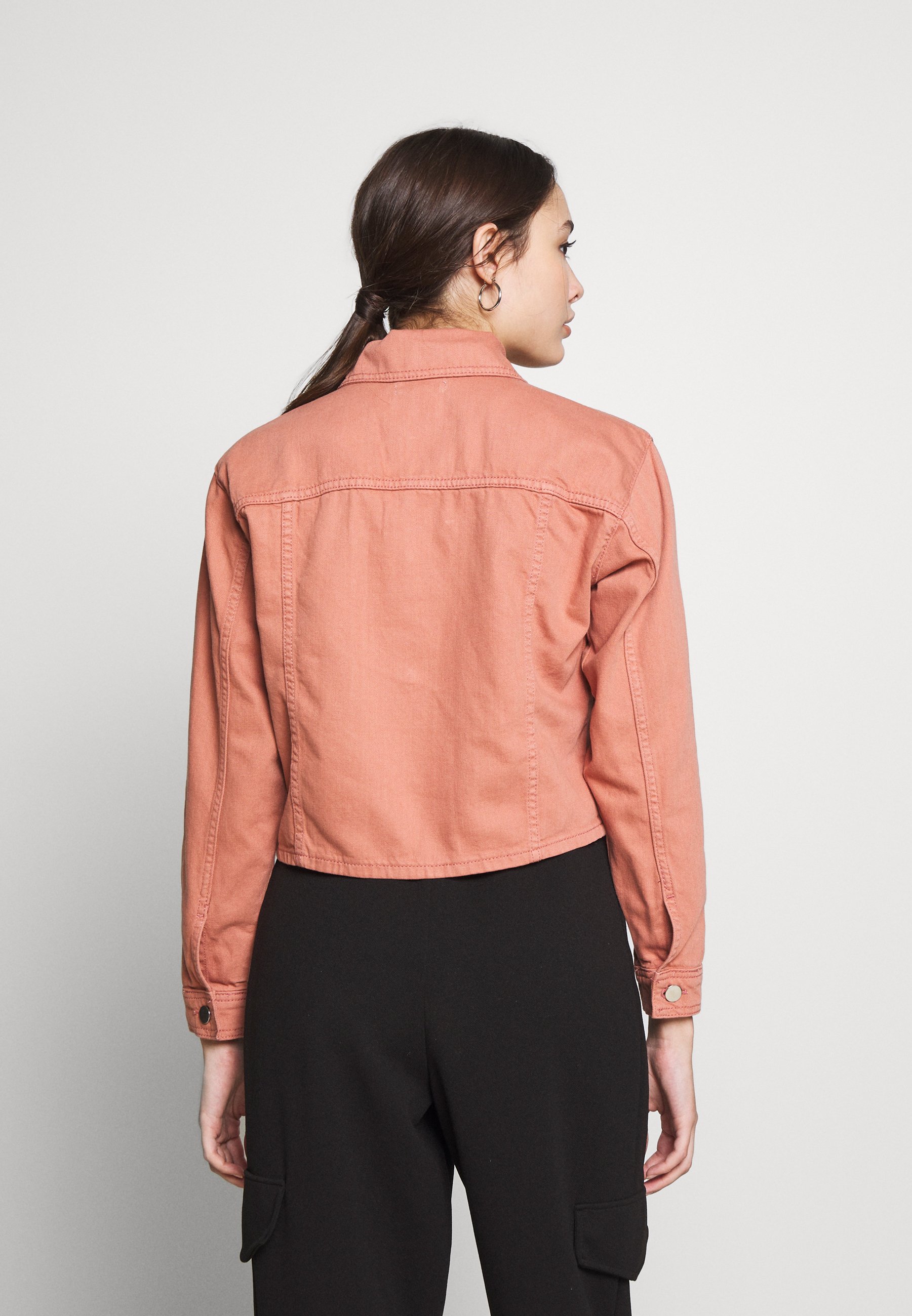 petite pink denim jacket