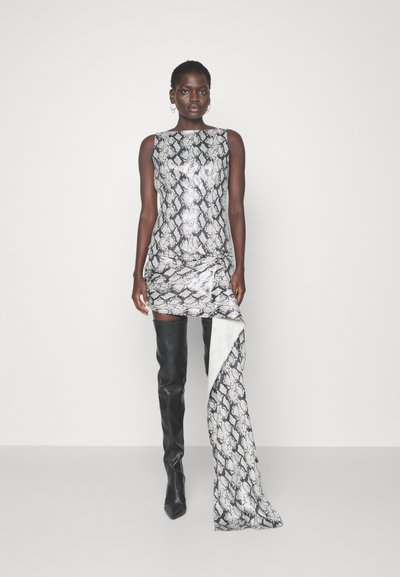 ROKH SHORT DRESS WITH TAIL BUCKLE - Abiti per occasioni speciali - white