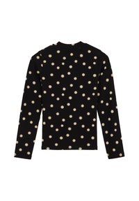 Maglietta nera a maniche lunghe con motivo a stella crema, texture a coste e scollatura rotonda. Caratterizzata da maniche aderenti e una silhouette slim.