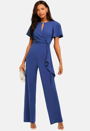 FLUTTER SLEEVE TIE SIDE WIDE LEG - Overal - blue