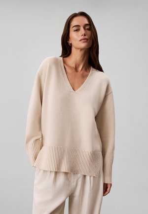 Calvin Klein, WOOL V-NECK JUMPER - Пуловер - turtledove