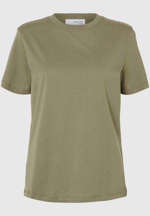 Selected, T-shirt basic - khaki