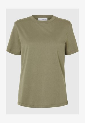 Selected, T-shirt basic - khaki