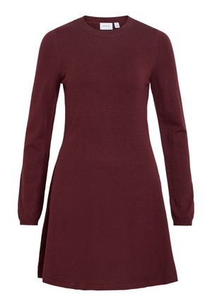 VILA, VICOMFY A LINE O NECK DRESS - Svetríkové šaty - port royale melange