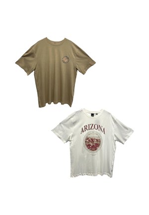 2ER PACK GESCHNITTEN RUNDHALS KURZARM - T-Shirt print - rot/braun