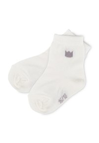 Weiße Baumwollknöchelsocken mit einem kleinen grauen Kronenlogo und verstärkter Zehenpartie, mit einem gerippten Bündchen für einen sicheren Sitz.