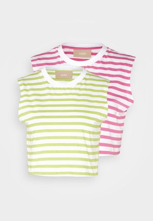 JXALVIRA SLIM CROP STRIPE EVERY TEE 2 PACK - Μπλούζα - bright white/pink/light green